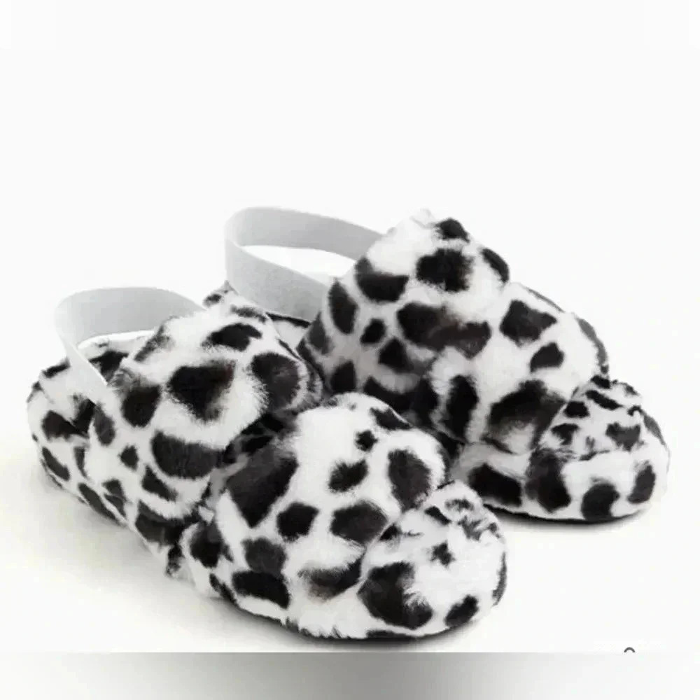 TORRID Faux Fur Double Band Leopard Platform Slippers. Size 8 - Picture 2 of 7